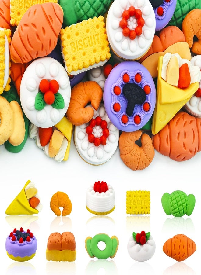 Inn Diary 30 pcs Baking Shop Erasers for Kids Desk Pets,3D Take Apart Pencil Erasers Food Puzzle Eraser Classroom Prizes for Kids Class Treasure Box,Game Rewards,Party Favors,Dollhouse - Image 1